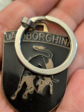 Lamborghini Black and Silver Bull Emblem Key Ring